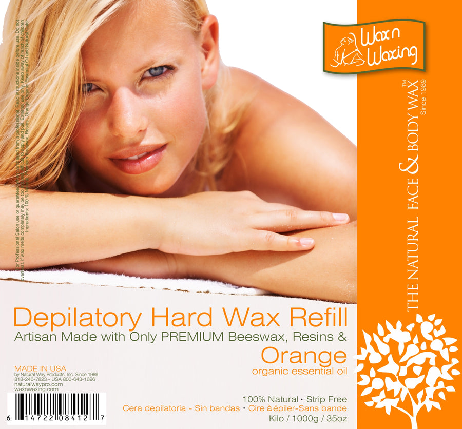Wax n Waxing Depilatory Hard Wax - Refill by Kilo "Orange Essential Oil" 35oz/1000g