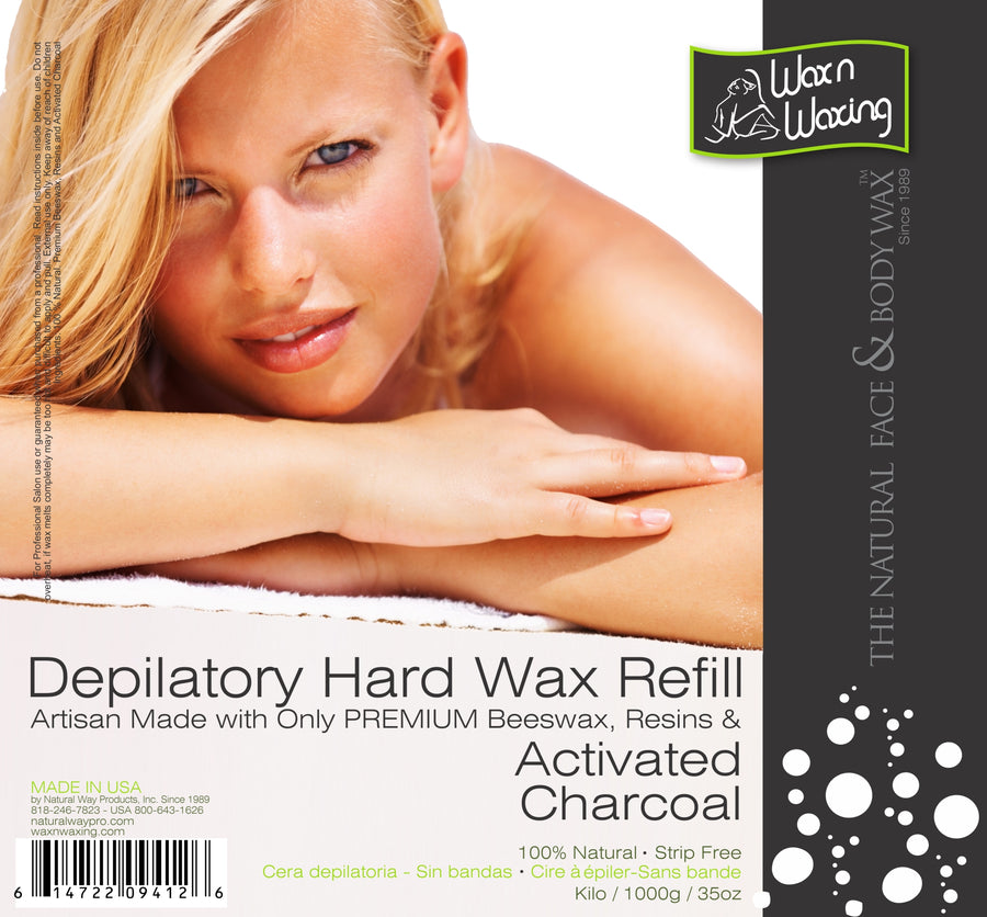 Wax n Waxing Depilatory Hard Wax - Refill by Kilo "Activated Charcoal" 35oz/1000g